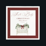 Den moderna Eleganten Santa Baby Baby Shower Pappersservett<br><div class="desc">Bjud in i babykläder - fira glädjen i en ny ankomst med vår moderna Elegant Watercolor Santa Baby Shower Collection! Den här charmerande designen har en mysigt baby-krubb, som är mjuk och detaljerad med julgrädden och som framhävs av en känslig, rik-buggbåge. De gröna kaskaderna på ett bra sätt, vilket ger...</div>
