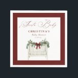 Den moderna Eleganten Santa Baby Baby Shower Pappersservett<br><div class="desc">Bjud in i babykläder - fira glädjen i en ny ankomst med vår moderna Elegant Watercolor Santa Baby Shower Collection! Den här charmerande designen har en mysigt baby-krubb, som är mjuk och detaljerad med julgrädden och som framhävs av en känslig, rik-buggbåge. De gröna kaskaderna på ett bra sätt, vilket ger...</div>