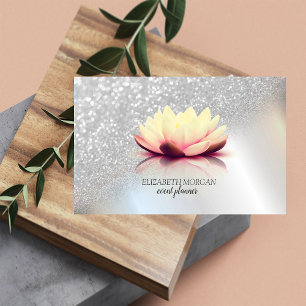 Den moderna Eleganten Silver Glitter bokeh Ombre L Visitkort