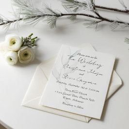 Den moderna Eleganten Silver Winter Löv Watercolor Inbjudningar