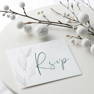 Den moderna Eleganten Silver Winter Löv Watercolor OSA Kort