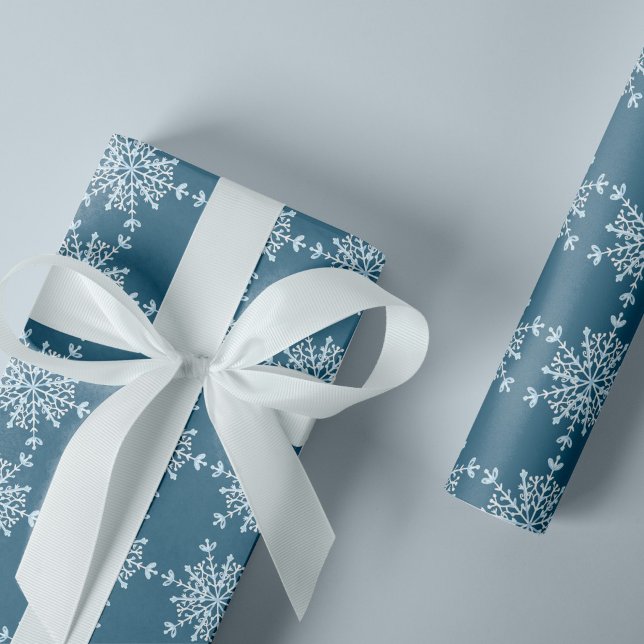 Den moderna eleganten snöflingor mönster blå jul presentpapper (Skapare uppladdad)