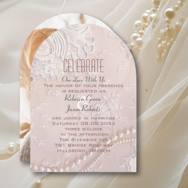 Den moderna Eleganten Snöre  Dusty Rosa bröllop Inbjudningar (Modern Elegant Lace Blush Dusty Pink wedding Invitation)