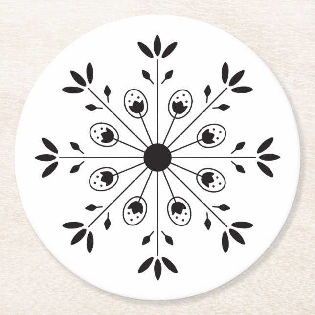 Den moderna Eleganten Snowflake-Helgdag Vinter Underlägg Papper Rund (Framsidan)