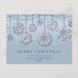 Den moderna Eleganten Snowflake-julen Hälsning Helg Vykort