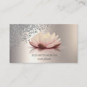 Den moderna Eleganten Snyggt Silver Diamonds Lotus Visitkort