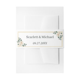 Den moderna Eleganten Vit ros Bröllop Band För Inbjudningskort