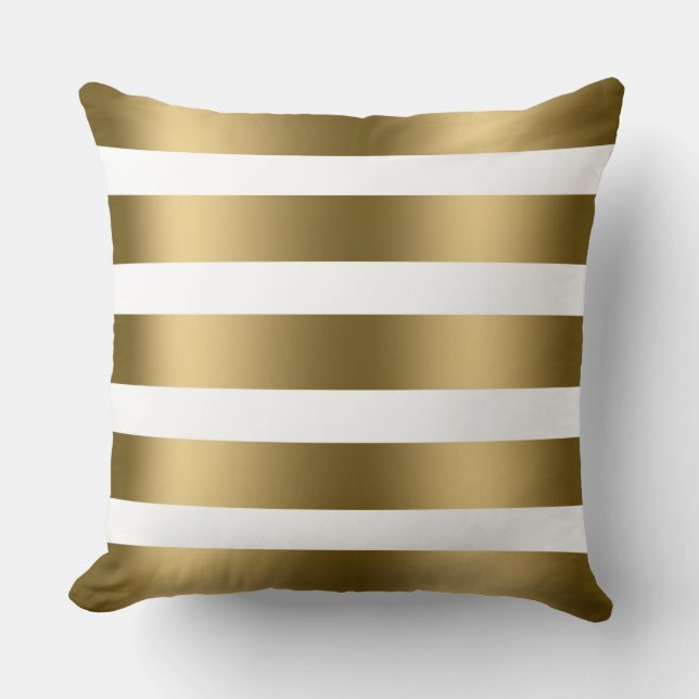 Den moderna Eleganten Vita och Guld Rand Kudde (Framsida)