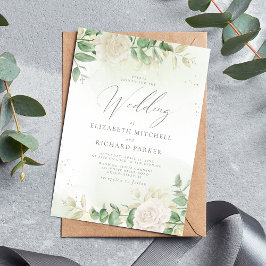 Den moderna Elegantens Blommigt Greenery Bröllop Inbjudningar