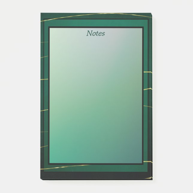 Den moderna Elegantens Chic Grönt och Guld Post-it Block (Framsida)