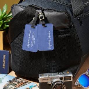 Den moderna Elegantens Coola Denim Blue Checkered Bagagebricka