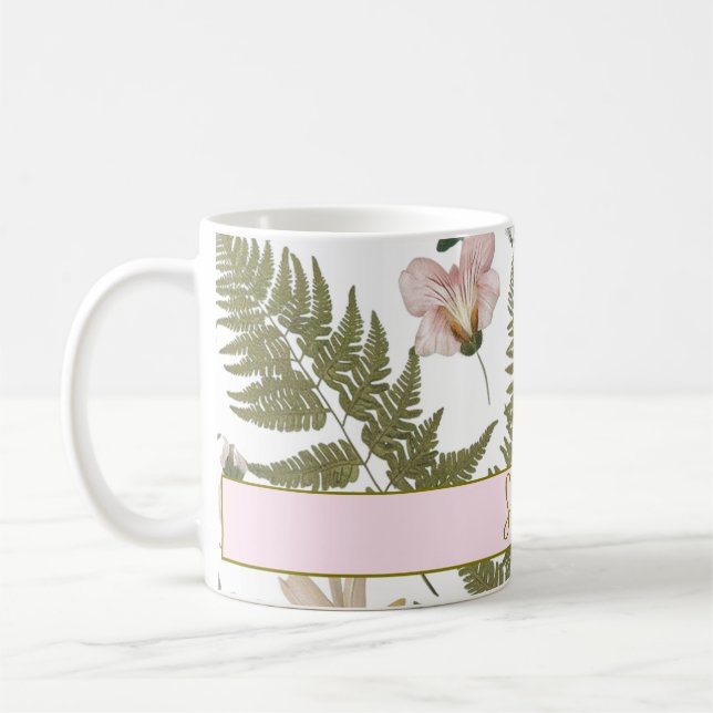 Den moderna elegantens gröna löv och blommor i vår kaffemugg (Vänster)