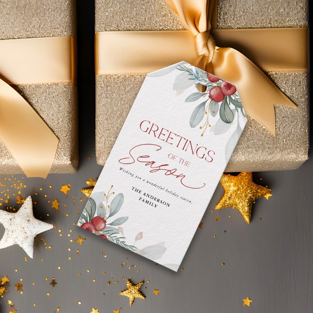 Den moderna Elegantens Helgdag Greenery jul Presentetikett (Skapare uppladdad)