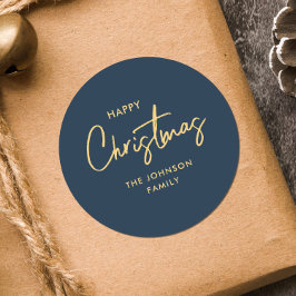 Den moderna Elegantens marinblåa Guld-Helgdag Runt Klistermärke