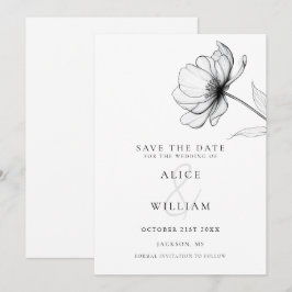 Den moderna Elegantens minimalistiska Blommigt Brö Spara Datumet