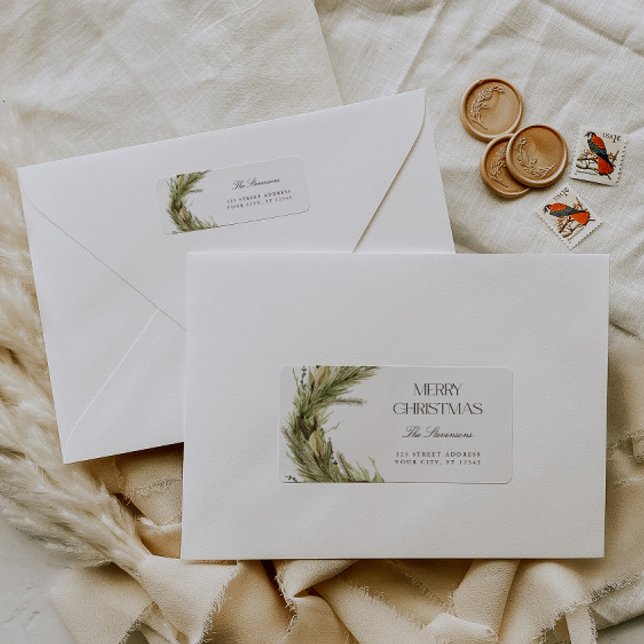 Den moderna Elegantens Returadress för julkrans Etikett (Skapare uppladdad)