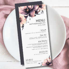 Den moderna Elegantens Rosa Blommigt Bröllop Meny