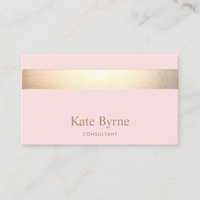 Den moderna Elegantens Rosa Guld Rand Visitkort (Framsida)