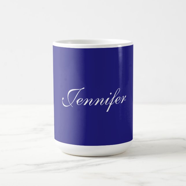 Den moderna Elegantens unika, djupblå kalligrafi Kaffemugg (Center)