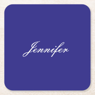 Den moderna Elegantens unika, djupblå kalligrafi Underlägg Papper Kvadrat