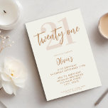 Den moderna elfte Tan-dagen Inbjudningar<br><div class="desc">En enkel,  modern 21:a födelsedagsinbjudan med kalligrafi av elegant,  typografi och minimalistisk design i elfenben och brant färg.</div>
