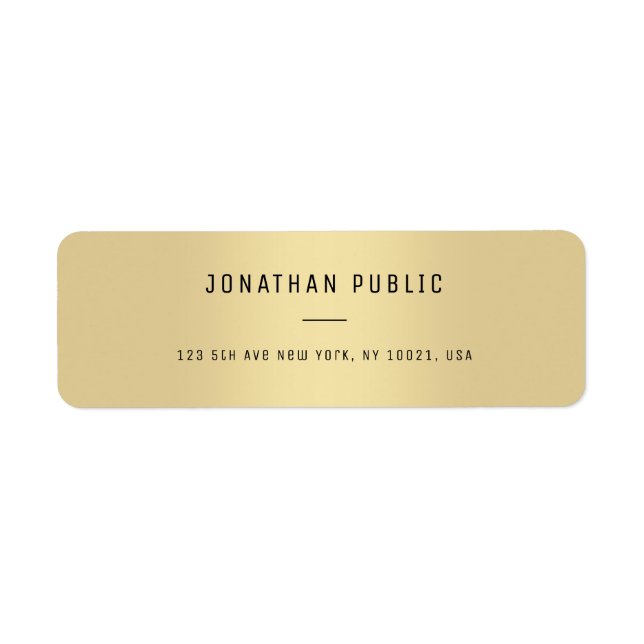 Den moderna enkla Eleganten Guld ser minimalistisk Returadress Etikett (Framsidan)