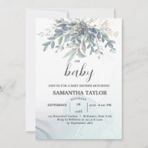Den moderna eukalyptus Löv Baby Shower