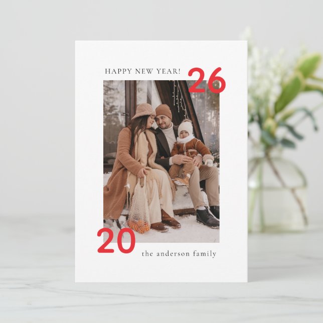 Den moderna familjen Gott nytt år Julkort (Stående Fram)
