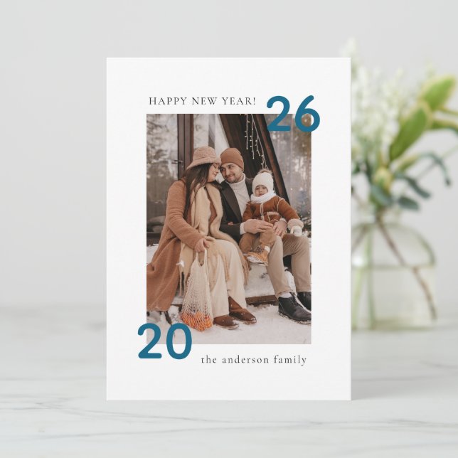 Den moderna familjen Gott nytt år Julkort (Stående Fram)