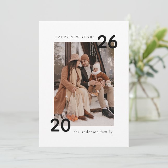 Den moderna familjen Gott nytt år Julkort (Stående Fram)