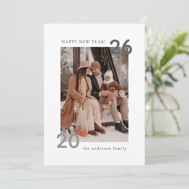 Den moderna familjen Gott nytt år Julkort (Stående Fram)