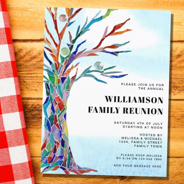 Den moderna familjen Reunion Träd Inbjudan Vykort (Skapare uppladdad)