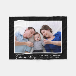 Den moderna familjfotomallen skrivar fleecefilt