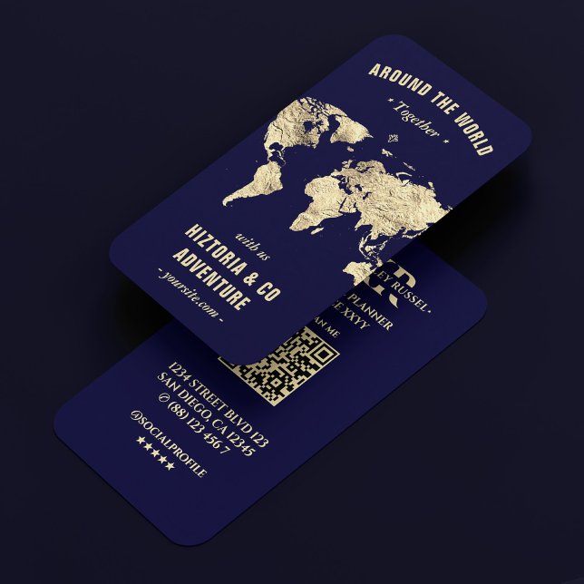 Den moderna färdplanen för Guld, världskarta över  Visitkort (https://www.zazzle.com/modern_travel_planner_gold_world_map_midnight_blue_business_card-256057868347)