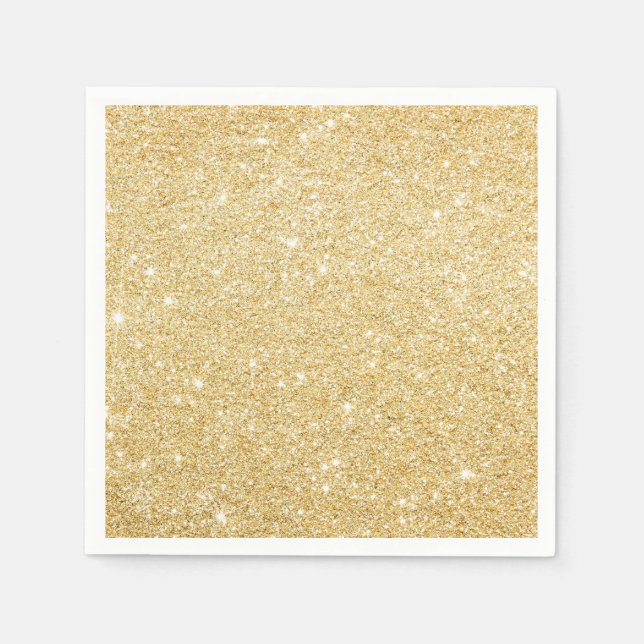Den moderna Faux Guld Glitter Chic Pappra Napkins Pappersservett (Framsidan)