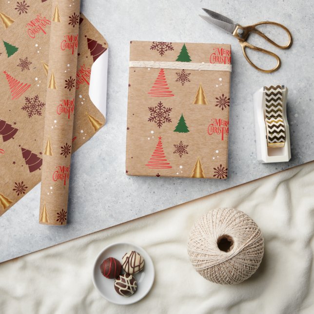 Den moderna flingan Julgran och Snö Presentpapper (Hantverk)