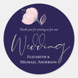 Den moderna flottan blå Rosa ros Guld Bröllop Runt Klistermärke