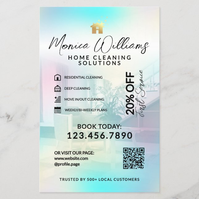 Den moderna Flyer-tjänsten städning hemma Flygblad (Framsidan)