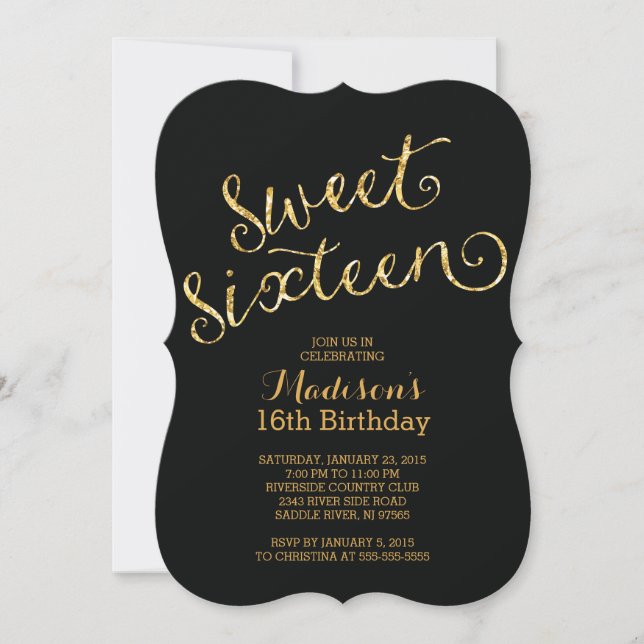 Den moderna Födelsedagsfesten Guld Glitter Sweet s Inbjudningar (Framsida)