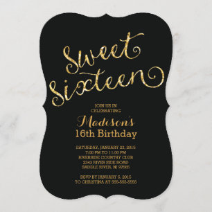 Den moderna Födelsedagsfesten Guld Glitter Sweet s Inbjudningar