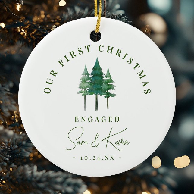Den moderna Förlovningen Gräs Träd i första jul Julgransprydnad Keramik (Skapare uppladdad)