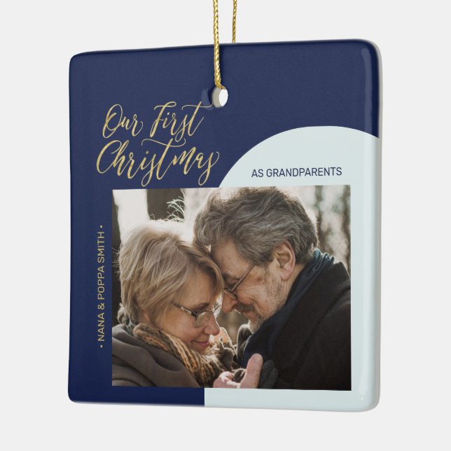 Den moderna första julfotona i marinen, blå och Gu Julgransprydnad Keramik (Vänster)