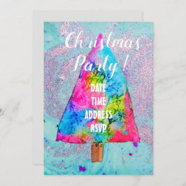 Den moderna funkyn Julgran färg glitter Inbjudningar