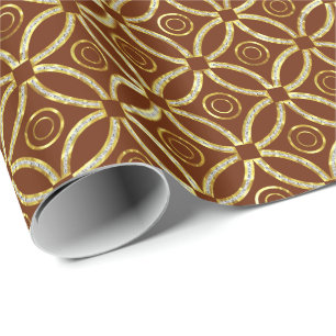 Den moderna geometrin Guld & White Glitter på Brow Presentpapper