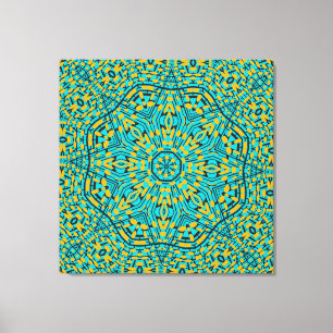 Den moderna geometriska blå Orangen Kaleidoscope M Canvastryck