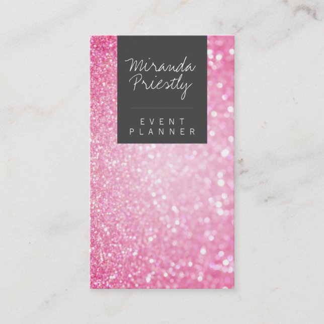 Den moderna gigliska faux rosa Glitter Bokeh Event Visitkort (Framsida)