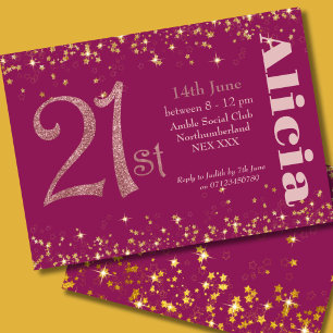 Den moderna Glitter 21:a födelsedagen Party Elegan Inbjudningar