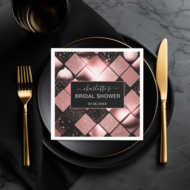 Den moderna Glitter Mönster-Möhippan Pappersservett (Modern Copper Glitter Pattern Bridal Shower Napkins)