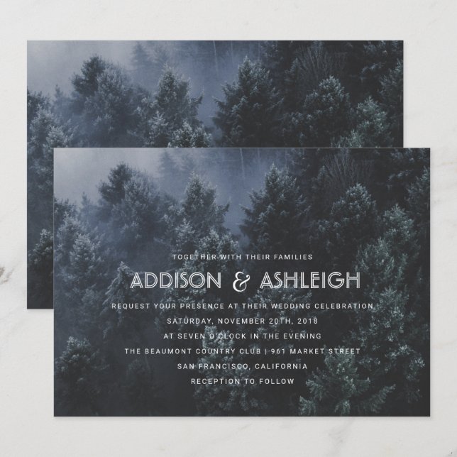 Den moderna Gräs-Träd-skogen Bröllop Inbjudningar (Fram/baksida)