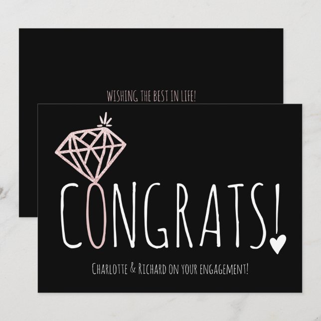 Den moderna gratulerara förlovningen ro guld, diam kort (Fram/baksida)